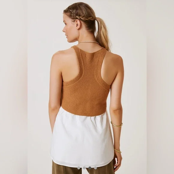 NWOT ANTHROPOLOGIE Sweater Tank. Size XS in neutral motif color - Picture 2 of 9